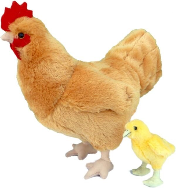 Adore 12' Standing Goldie The Hen Chicken with Baby Chick Plush Stuffed Animal Toy