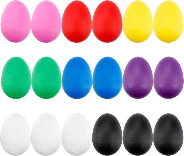 18PCS Plastic Egg Shakers Percussion Musical Egg Maracas Easter Eggs with 8 Different Colors