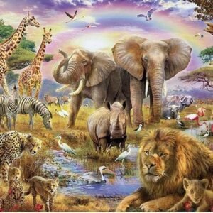 1000 Pieces African Animal Puzzle Wooden Jungle Scene African Beasts Jigsaw Puzzle for Adults
