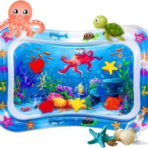 EasonWayUS Tummy Time Baby Mat, Newborn Activity Water Mat for 3/6/9 Months Boys Girls, Play Activity Center Inflatable Infant Toys for 3-9 Months BPA Free