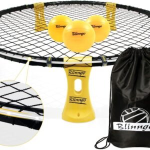 Blinngoball Outdoor Games Set Includes Shelf Body, Playing Net, 3 Balls, Drawstring Bag, Strip Light, Portable Air Pump and Manual