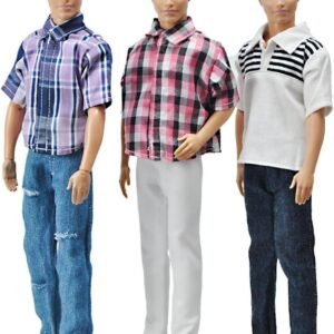 E-TING 3 Sets Casual Wear Plaid Doll Clothes Jacket Pants Outfits for 12 Inches boy Dolls