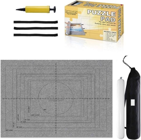 Gropecan Jigsaw Puzzle Mat Roll Up - 1500 Pieces and 2000 Pieces Saver Large Puzzles Board for Adults Kids, Storage and Transport Premium Pump Puzzle Glue Puzzles Felt Mat Inflatable Tube