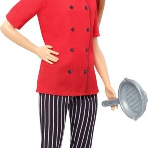 ??Barbie Chef Doll, Blonde Petite, Wearing Chef-Inspired Coat with Frying Pan