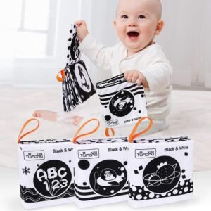 waihera Baby Toys 0 3 6 to 12 Months,Soft Cloth Books for Babies, My First Soft Books Early Education Toys with Fruit, Numbers, Animals, Shape, Letters,3 Pack
