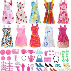 Doll Clothes for Barbie Dresses Gown with Shoes Outfit Set for Xmas Birthday Gift(69 Pack)