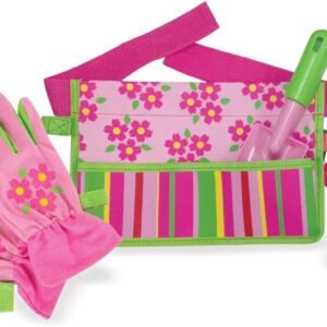 Melissa & Doug Sunny Patch Blossom Bright Garden Tool Belt Set With Gloves, Trowel, Watering Can, and Pot
