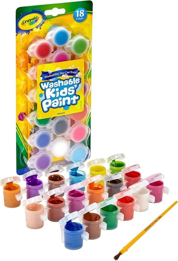 Crayola Washable Kids Paint Set & Paintbrush, Painting Supplies, 18 Count