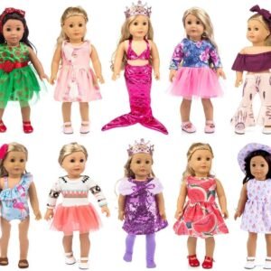 ebuddy 10-Sets Fashion Doll Clothes and Accessories with Popular Elements Horn Style,Unicon,Flamingo,Mermaid,Princess Dress for 18 inch American Girl Doll ,Our Generation Doll