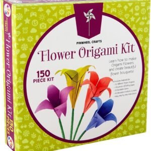 Kids Origami Paper Folding Kit: Girls Multi Color Foldable Paper Sheets For Flowers With Decorative Charms & Accessories - Craft Supplies Set With Instruction Book - Beginner, Intermediate & Advanced
