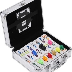 Ksamor Mexican Train Dominoes Set - Colored Number Dominoes 91 Tiles, Double 12 Dominoes Set Well Painted with Aluminum Case for Kids and Families