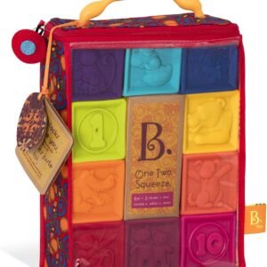 B. Toys ? One Two Squeeze Baby Blocks - Building Blocks for Toddlers ? Educational Baby Toys 6 Months & Up with Numbers, Shapes, Animals & Textures ? 10 Soft & Colorful Stacking Blocks