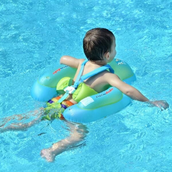 [New Upgraded] Swimbobo Baby Swimming Float Kids Inflatable Swim Ring with Safety Support Bottom Swimming Pool Accessories for 3-36 Months (Blue, L)