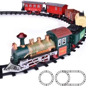 FUN LITTLE TOYS Train Set Classic Electric Train Toy Included 6 Cars and 11 Tracks with Lights and Sounds