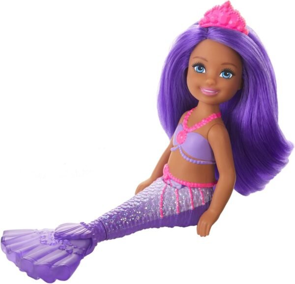 Barbie Dreamtopia Chelsea Mermaid Doll, 6.5-inch with Purple Hair and Tail, Multicolor