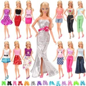 BARWA Lot 20 Items 10 Set Fashion Handmade Clothes Outfit 10 Pairs Shoes for 11.5 Inch Girl Doll