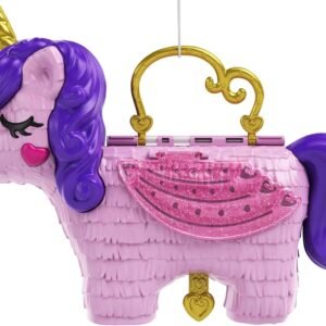 Polly Pocket Unicorn Party Large Compact Playset with Micro Polly & Lila Dolls, 25+ Surprises to Discover & Fun Princess Party Play Areas: Bouncy House, Castle, Swings, Water Floatie & More