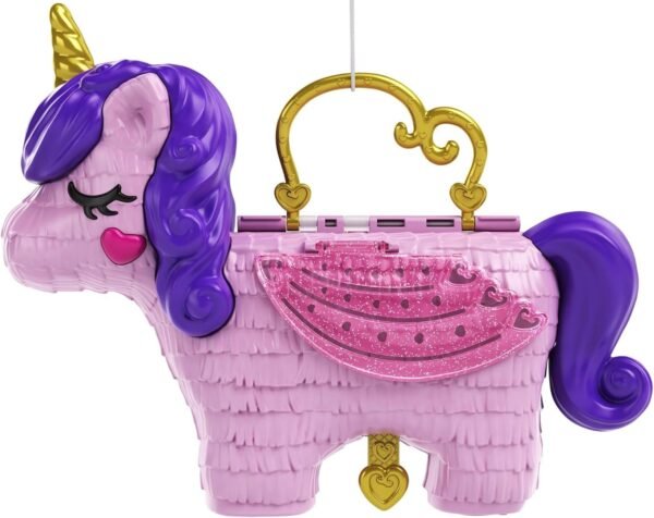 Polly Pocket Unicorn Party Large Compact Playset with Micro Polly & Lila Dolls, 25+ Surprises to Discover & Fun Princess Party Play Areas: Bouncy House, Castle, Swings, Water Floatie & More