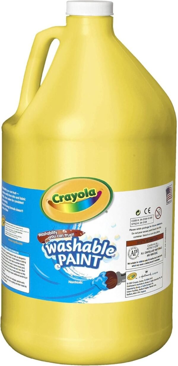 Crayola Washable Yellow Paint, 1 Gallon Size, Painting Supplies in Bulk