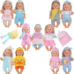 10pcs for 10-11-12 Inch Baby Doll Clothes Dress Reborn Newborn Doll Accessories Gown Costumes Outfits with Schoolbag Kitchen Toy Xmas Gift-wrap