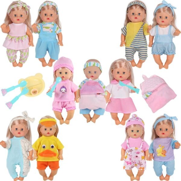 10pcs for 10-11-12 Inch Baby Doll Clothes Dress Reborn Newborn Doll Accessories Gown Costumes Outfits with Schoolbag Kitchen Toy Xmas Gift-wrap