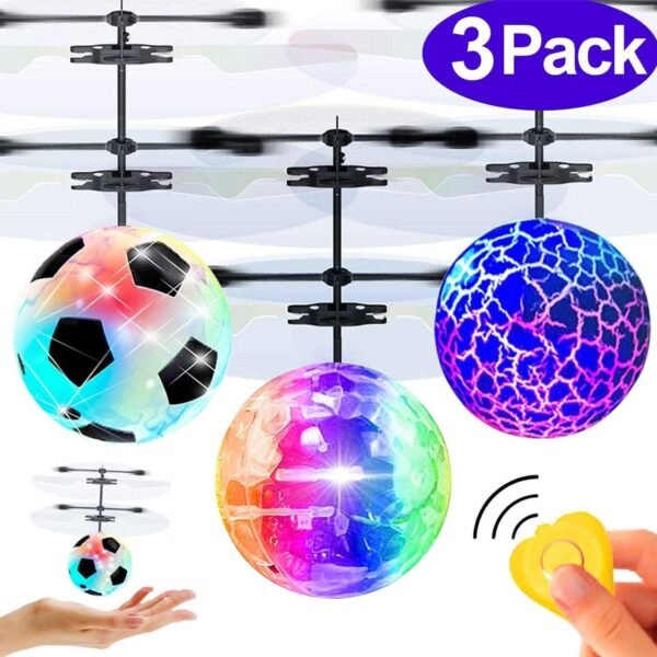 3 Pack Flying Ball Toys for Kids Birthday Gifts Age 6-14 Year Kids RC Flying Toys Hand Operated Rechargeable Infrared Induction Helicopter Light Up Toys with Remote Controller for Outdoor Sports Games