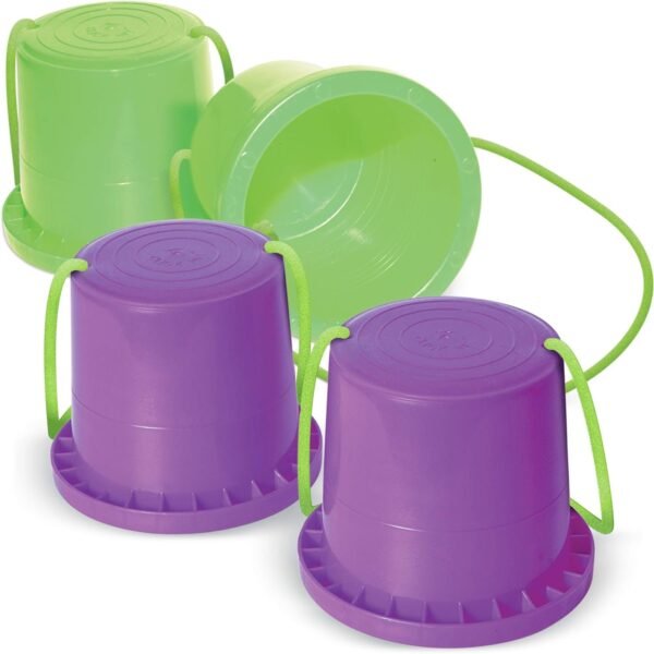 Geospace Walkaroo Ican Bucket Stilts, Green and Purple, (Pack of 2 Pairs)