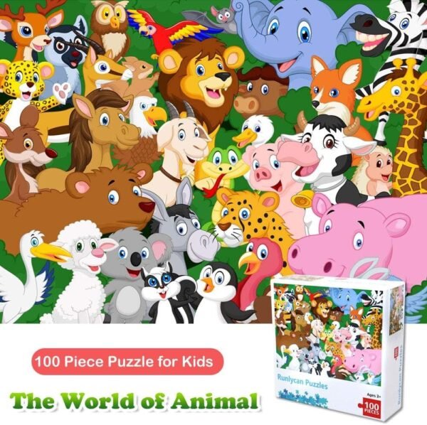Puzzles for Kids Ages 3-8, 100 Piece Jigsaw Puzzles for Toddler Animal Puzzle Children Learning Preschool Educational Puzzles Toys for Boys and Girls
