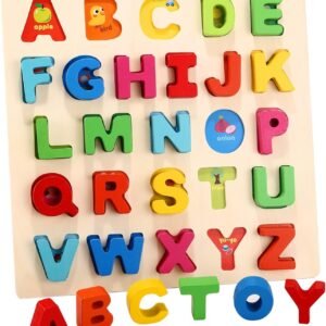 Humerry Wooden Alphabet Puzzle for Toddlers, Chunky ABC Puzzle Board for 2-5 Years Old, Educational Learning Letters for Boys and Girls, Preschool Puzzle Gift for Kids
