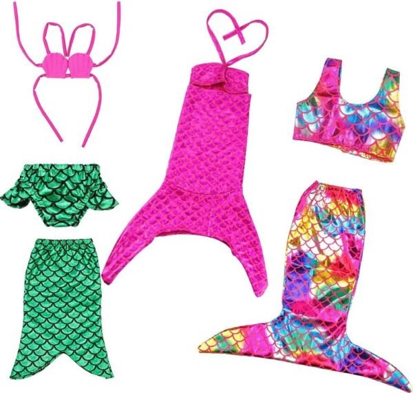 BARWA 18 Inch Doll Clothes Accessories 3 Sets Princess Mermaid Tail Outfits Dress Swimsuit Bikini Tops Underwear Swimwear for 18 Inch Dolls