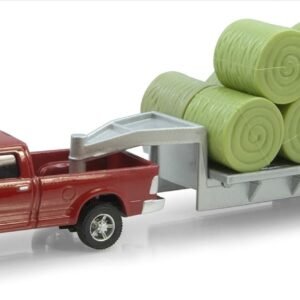Ertl Dodge Pickup with Diecast Trailer and Bales, 1:64-Scale