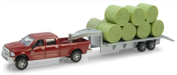 Ertl Dodge Pickup with Diecast Trailer and Bales, 1:64-Scale