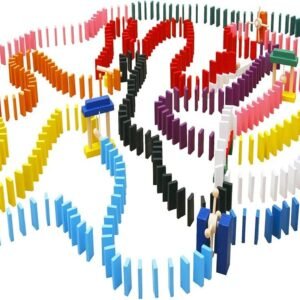 Lewo 1000 Pcs Wooden Dominoes Set for Kids Building Blocks Racing Tile Games with Storage Bag