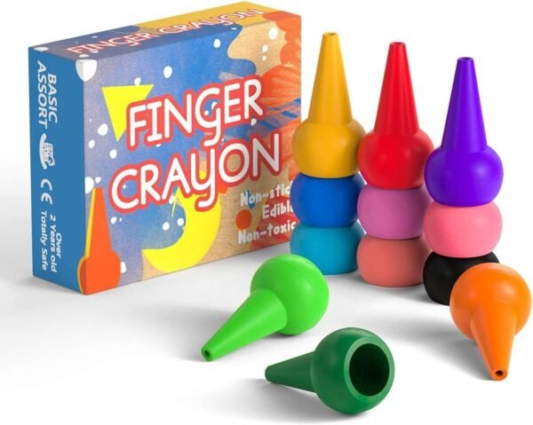 GiBot Toddlers Crayons Palm-Grip Crayons, 12 Colors Paint Crayons Sticks Stackable Toys for Kids, Toddlers, Child, Safety and Non-Toxic