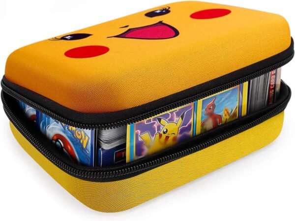 Cards Holder Compatible with PM TCG Card, Phase 10 Card Game, C.A.H.Card Binder Fits Up to 400+ Cards. Cards Storage Box with 2 Removable Dividers (Yellow)