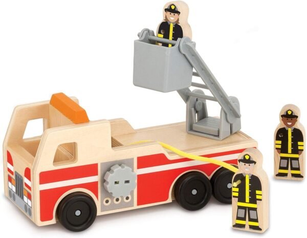 Melissa & Doug Wooden Fire Truck With 3 Firefighter Play Figures