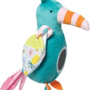 Manhattan Toy Fantasy Bird Clip-on Baby Travel Toy with Baby-Safe Mirror, Ring Rattle and Teether