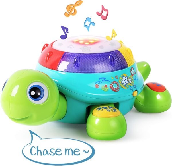 Musical Turtle Toy, English & Spanish Learning, Electronic Toys W/ Lights and Sounds, Early Educational Development Gift 6 7 8 9 10 11 12 Months, 1, 2 Year Olds Baby Infants Toddlers Boys Girls-Yellow