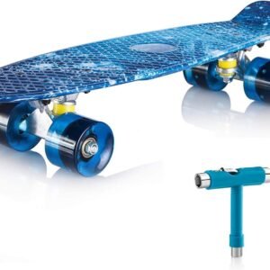 Newdora 22' Skateboard, Skateboard Cruiser with Colorful LED Light Up Wheels for Youths, Beginners with Gift Box