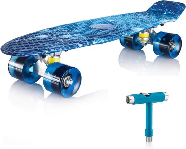 Newdora 22' Skateboard, Skateboard Cruiser with Colorful LED Light Up Wheels for Youths, Beginners with Gift Box