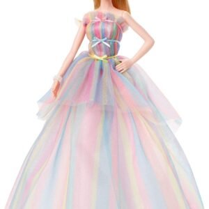 Barbie Signature Birthday Wishes Doll, Approx. 12-in Blonde in Rainbow Dress, Multi