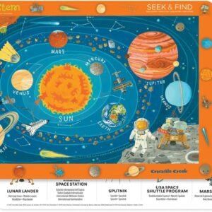 Crocodile Creek 2827-4 Solar System 2-Sided Placemat, Blue/Orange/Red/Yellow