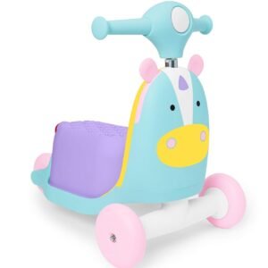 Skip Hop Kids 3-in-1 Baby Activity Push Walker & Ride On Scooter Toy, Unicorn