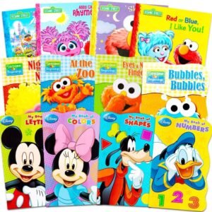 Sesame Street + Mickey Mouse Baby Toddler Beginnings Board Books & Story Books (12 Book Set)