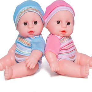 Prextex Mini Twin Dolls Set - 7.5 Inch Cute Baby Boy and Girl Doll Set - Best Gift for Baby and Toddler Girls