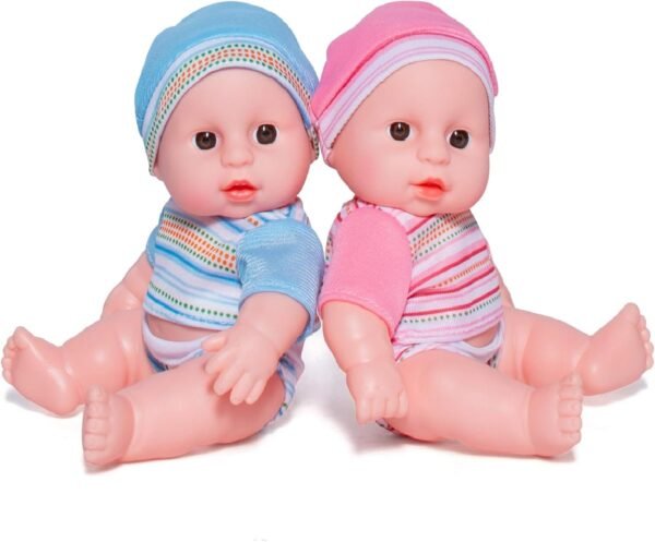 Prextex Mini Twin Dolls Set - 7.5 Inch Cute Baby Boy and Girl Doll Set - Best Gift for Baby and Toddler Girls