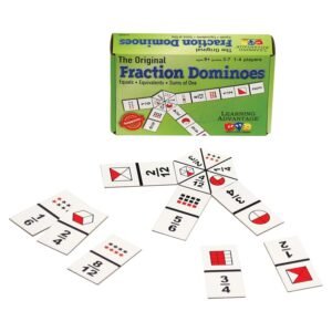 Learning Advantage The Original Fraction Dominoes - in Home Learning Fraction Game - 45 Dominoes - Math Manipulative for Kids - Teach Equivalents, Adding and Subtracting Fractions