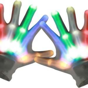 Zooawa LED Flashing Gloves, Colorful Finger Lighting Toys, 6 Light Flashing Modes Gloving for Clubbing, Dancing Show, Costume Party, Rainbow Color