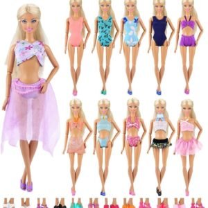 BARWA 5 Sets Swimwear Swimsuit Beach Bikini Bathing Clothes with Shoes for 11.5 Inch Doll