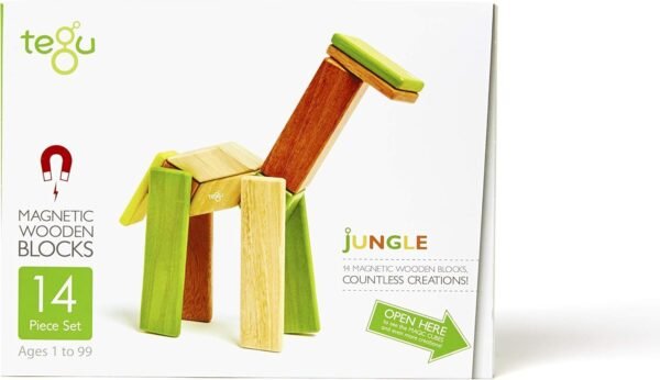 14 Piece Tegu Magnetic Wooden Block Set, Jungle